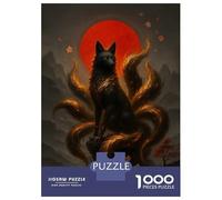 1000 Piece Jigsaw Puzzles for Adults Teenagers Nine-tailed Fox with Red Moon Jigsaws for Adults Fun Games For Family Fun Birthday And Unique Gifts 38x26cm/1000pcs