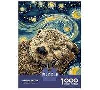 1000 Piece Jigsaw Puzzles for Adults Teenagers Otter in Starry Night Style Puzzles for Adults Fun Games Difficult Hard Birthday And Unique Gifts 52x38cm/1000pcs