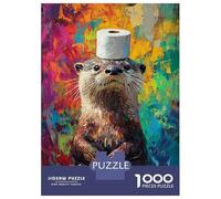 1000 Piece Jigsaw Puzzles for Adults Teenagers Otter with Toilet Paper Hat Puzzles for Adults Fun Games Difficult Hard Birthday And Unique Gifts 70x50cm/1000pcs