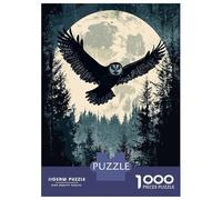 1000 Piece Jigsaw Puzzles for Adults Teenagers Owl Flying Moonlit Forest Puzzles for Adults Fun Games Difficult Hard Birthday And Unique Gifts 52x38cm/1000pcs