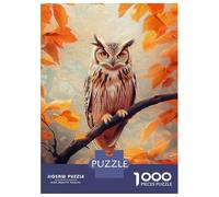 1000 Piece Jigsaw Puzzles for Adults Teenagers Owl Perched on Branch in Autumn Jigsaws for Adults Fun Games For Family Fun Birthday And Unique Gifts 52x38cm/1000pcs