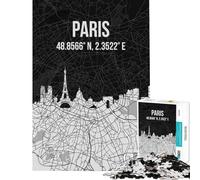 1000 Piece Jigsaw Puzzles for Adults Teenagers Paris City Map Skyline Toys Educational Games Hands-on Game For Family Fun Secret Santa Gifts (size 38x26cm)