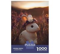 1000 Piece Jigsaw Puzzles for Adults Teenagers Rabbit with Flower Crown in Lavender Field Puzzles for Adults Family Game Home Decoration Birthday And Unique Gifts 52x38cm/1000pcs