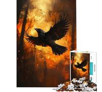 1000 Piece Jigsaw Puzzles for Adults Teenagers Raven in Fire Painting Help The Brain Exercise Presents for Women Brain Teaser Game for Ages 14 And over (38x52cm)