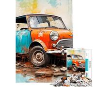 1000 Piece Jigsaw Puzzles for Adults Teenagers Retro Mini Cooper Puzzle for Adults Family Game Wall Decoration Unique Gifts for Birthday And Christmas (Size 38x26cm)