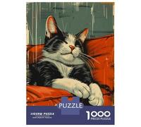 1000 Piece Jigsaw Puzzles for Adults Teenagers Retro Tuxedo Cat Sleeping Puzzles for Adults Fun Games Difficult Hard Birthday And Unique Gifts 52x38cm/1000pcs