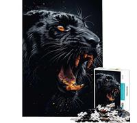 1000 Piece Jigsaw Puzzles for Adults Teenagers Roaring Black Panther Fun Activities at Home Home Art Decor Family Games for And 14 Years And over (50x75cm)