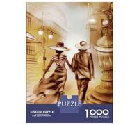 1000 Piece Jigsaw Puzzles for Adults Teenagers Romantic Couple Walking Down Street Jigsaw for Adults Relax Games Home Decoration Unique Gifts for Birthday And Christmas 52x38cm/1000pcs