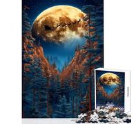 1000 Piece Jigsaw Puzzles for Adults Teenagers Santa's Flight Through Forest Educational Games A Work of Art Anti-Stress Toys Every Piece Is Unique - (38X26CM)
