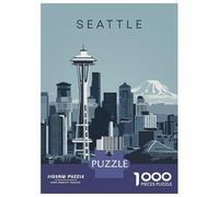 1000 Piece Jigsaw Puzzles for Adults Teenagers Seattle Skyline Illustration Adult Puzzles Fun Games Improve Memory Unique Gifts for Birthday And Christmas 52x38cm/1000pcs