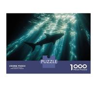 1000 Piece Jigsaw Puzzles for Adults Teenagers Shark Silhouette in Sunlit Ocean Depths Jigsaw Puzzle Fun Games Difficult Challenge Parent-child Interaction 52x38cm/1000pcs