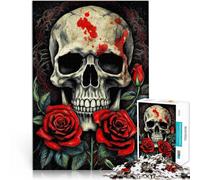1000 Piece Jigsaw Puzzles for Adults teenagers Skull and Roses Made of cardboard Suitable for people aged 14 and above Vacation at home: killing time Challenging Game Gifts。size:26x38cm