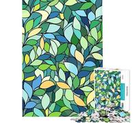 1000 Piece Jigsaw Puzzles for Adults Teenagers Stained Glass Leaves Pattern Challenging To Complete But Fun And Humorous Brain Teaser Game for Ages 14 And over (38x52cm)