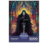 1000 Piece Jigsaw Puzzles for Adults Teenagers Stained Glass Skeleton Knight Jigsaws for Adults Fun Games For Family Fun Birthday And Unique Gifts 70x50cm/1000pcs