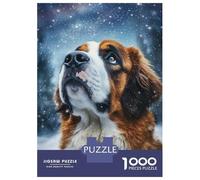 1000 Piece Jigsaw Puzzles for Adults Teenagers Starry Saint Bernard Gaze Puzzles for Adults Fun Games Difficult Hard Birthday And Unique Gifts 52x38cm/1000pcs