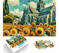 1000 piece jigsaw puzzles for adults & teenagers Sunflowers under the castle Made of cardboard Suitable for ages 14 and up Home Decoration Gift of works of art。size：26x38cm/10.24x14.96inch