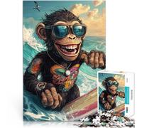 1000 piece jigsaw puzzles for adults & teenagers “Surfing hipster gorilla” Made of cardboard，for age 14+ Train your brain and your hands because it is ideal as a gift for the whole family。