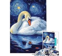 1000 Piece Jigsaw Puzzles for Adults Teenagers Swan Under Starry Night Challenging To Complete But Fun And Humorous Brain Teaser Game for Ages 14 And over (38x26cm)