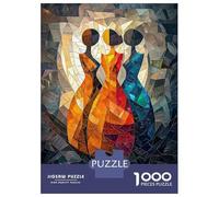 1000 Piece Jigsaw Puzzles for Adults Teenagers The Three Graces Stained Glass Mosaic Artwork Puzzles for Adults Fun Games Difficult Hard Birthday And Unique Gifts 38x26cm/1000pcs