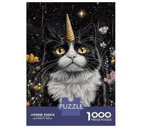 1000 Piece Jigsaw Puzzles for Adults Teenagers Unicorn Cat Fantasy Jigsaw Puzzle Fun Games Difficult Challenge Parent-child Interaction 38x26cm/1000pcs