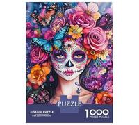 1000 Piece Jigsaw Puzzles for Adults Teenagers Vibrant Sugar Skull Art Jigsaw Puzzle Fun Games Difficult Challenge Parent-child Interaction 38x26cm/1000pcs