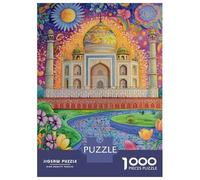 1000 Piece Jigsaw Puzzles for Adults Teenagers Vibrant Taj Mahal Art Jigsaw Puzzle Fun Games Difficult Challenge Parent-child Interaction 52x38cm/1000pcs