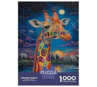 1000 Piece Jigsaw Puzzles for Adults Teenagers Vivid Giraffe at Night Puzzles for Adults Family Game Home Decoration Birthday And Unique Gifts 38x26cm/1000pcs