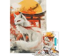 1000 Piece Jigsaw Puzzles for Adults Teenagers White Fox with Red Tail Jigsaw 1000 Pieces DIY Toys Analysis And Logic Challenging Game Gifts (38x26cm)