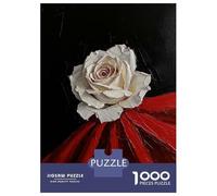 1000 Piece Jigsaw Puzzles for Adults Teenagers White Rose on Red Jigsaw Puzzle Fun Games Difficult Challenge Parent-child Interaction 52x38cm/1000pcs
