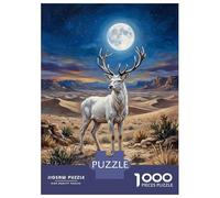 1000 Piece Jigsaw Puzzles for Adults Teenagers White Stag Under A Full Moon Jigsaws for Adults Relaxing Games Wall Art Difficult And Challenge 38x26cm/1000pcs