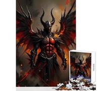 1000 Piece Jigsaw Puzzles for Adults Teenagers Winged Demon Warrior with Sword Home Decoration Toys Art Work Gift Fun Games Improving Love between Couples Size 50x75cm