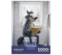 1000 Piece Jigsaw Puzzles for Adults Teenagers Wolf Reading on Toilet Jigsaws for Adults Fun Games For Family Fun Birthday And Unique Gifts 70x50cm/1000pcs