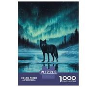 1000 Piece Jigsaw Puzzles for Adults Teenagers Wolf Under Aurora Borealis Jigsaws for Adults Relaxing Games Wall Art Difficult And Challenge 52x38cm/1000pcs