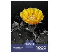 1000 Piece Jigsaw Puzzles for Adults Teenagers Yellow Cactus Flower on Black Background Puzzles for Adults Toy Wall Decor Hand Speed Race Difficult And Challenge 52x38cm/1000pcs