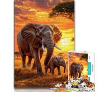 1000 Piece Jigsaw Puzzles for Adults & Teens African Elephant,Challenging Game Toys for Is Ideal As A Gift for The Whole Family 38x26cm