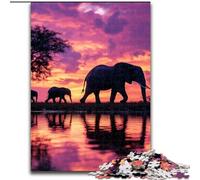 1000 Piece Jigsaw Puzzles for Adults & Teens African Elephant, Educational Games Home Decoration Is Ideal As A Gift for The Whole Family (Size 26x38cm)