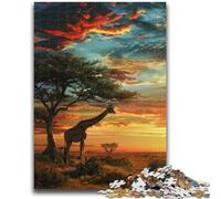 1000 Piece Jigsaw Puzzles for Adults & Teens African Grassland Giraffe for And 14 Years And over Impossible Game Christmas Birthday Gift 50x75cm