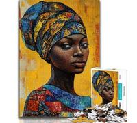 1000 Piece Jigsaw Puzzles for Adults & Teens African Woman Art Puzzles,is Ideal As Gifts for The Whole Family Suitable for And 14 38x26cm