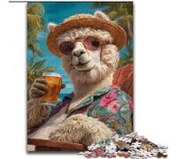 1000 Piece Jigsaw Puzzles for Adults & Teens Alpaca on Vacation, Suitable for People Aged 14 And Above Challenging To Complete But Fun And Humorous Great Gift (Size 50x75cm)