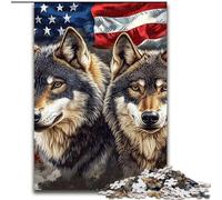 1000 Piece Jigsaw Puzzles for Adults & Teens American Flag Wolf, Toys Educational Games Stress Relieving Great Gifts And Toys (Size 26x38cm)