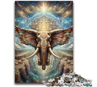 1000 Piece Jigsaw Puzzles for Adults & Teens Animal Psychedelic Elephant Stress Reliever Difficult Challenge Every Piece Is Unique - Challenging Family Fun Game 38x26cm
