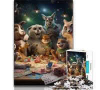 1000 Piece Jigsaw Puzzles for Adults & Teens Animals Playing Poker Puzzles for Teenagers,learning Educational for Is Ideal As A Gift for The Whole Family 38x26cm