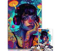 1000 Piece Jigsaw Puzzles for Adults & Teens Anime Psychedelic Girl Adult Puzzles,Fun Games Wall Decoration Unique Birthday And Xmas Gifts (size 75x50cm)