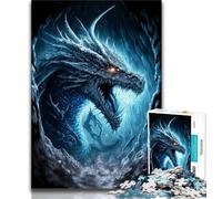 1000 Piece Jigsaw Puzzles for Adults & Teens Art Ice Dragon Puzzles,with Matching Poster And Trivia Sheet for And Age 14 Years Up (size 75x50cm)