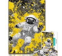 1000 Piece Jigsaw Puzzles for Adults & Teens Astronaut Pug,Stress Reliever Staycation Kill Time Enhance Love between Couples (75x50cm)
