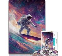 1000 Piece Jigsaw Puzzles for Adults & Teens Astronaut Surfing 1000 Piece Puzzle,Birthday Present, Gifts, Wall Art for Ages 14+ (size 75x50cm)