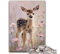 1000 Piece Jigsaw Puzzles for Adults & Teens Baby Sika Deer Oil Painting 1000 Pieces for Adults,Fun Present & Activity for Home,Toy for Rainy Days (75x50cm)