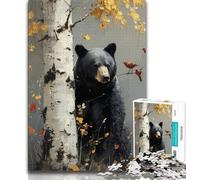 1000 Piece Jigsaw Puzzles for Adults & Teens Black Bear And Red Bird Teenager Jigsaw,Stress Reliever Staycation Kill Time Home Decoration Toys (size 75x50cm)