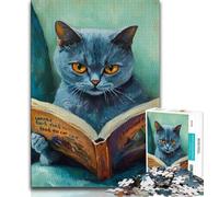 1000 Piece Jigsaw Puzzles for Adults & Teens Black Cat Reading,Challenging Game for Is Ideal As A Gift for The Whole Family (38x26cm)