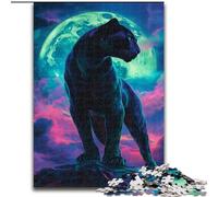 1000 Piece Jigsaw Puzzles for Adults & Teens Black Panther Under The Moon, Stress Reliever Difficult Challenge Secret Santa Gifts for Age 14 Years Up (Size 50x75cm)